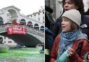 Greta é expulsa de Veneza após pintar canal de verde em protesto Greta é expulsa de Veneza após pintar canal de verde em protesto
